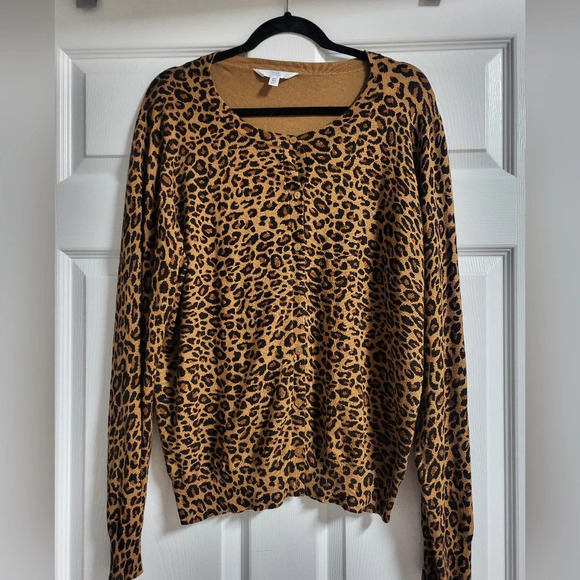 NWT Time And True Womens Leopard Print Button Up Cardigan Sweater Size XXL - Picture 4 of 7
